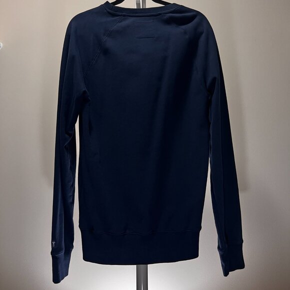 American Tall Men's Crewneck Sweatshirt Navy Blue Chest Pocket Fleece M Tall - Picture 2 of 4